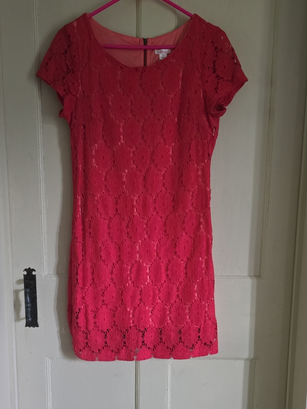 Xhilaration Coral Lace Short Sleeve Shift Dress